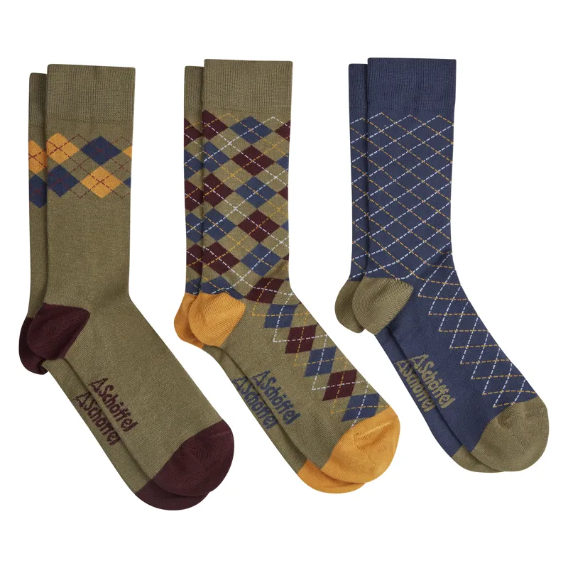 Schoffel Mens Bamboo Socks - Mustard Argyle